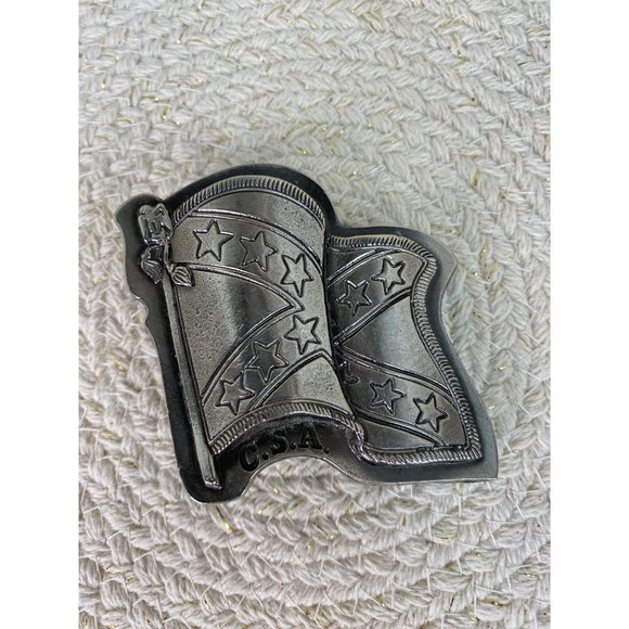 Silver Tone American Flag CSA Belt Buckle the Great American Buckle Chicago 1980 - Picture 1 of 6